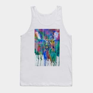 Moose In Forest Watercolor Tank Top